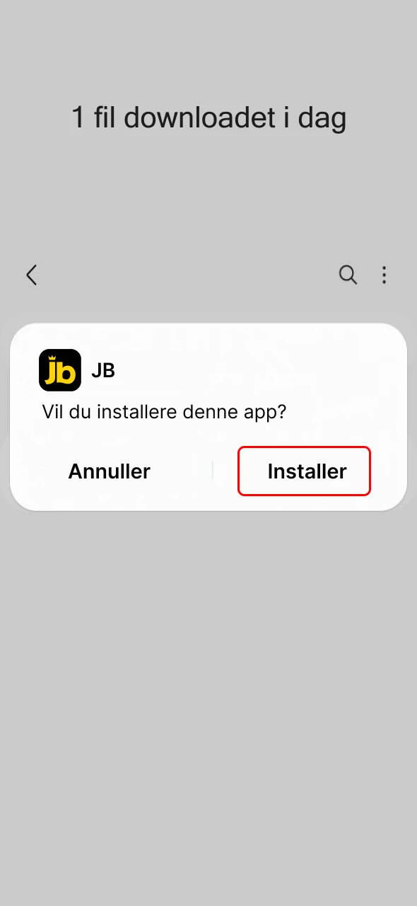 Installer JB Casino appen på Android og begynd at spille.