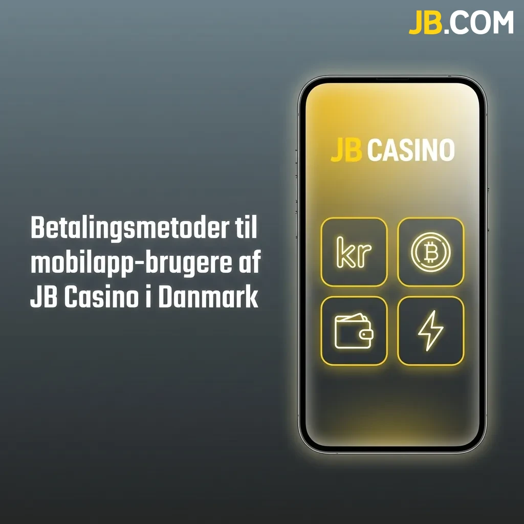 JB Casino mobile app payment methods in Denmark showing cryptocurrency options including Bitcoin, Ethereum, and others.