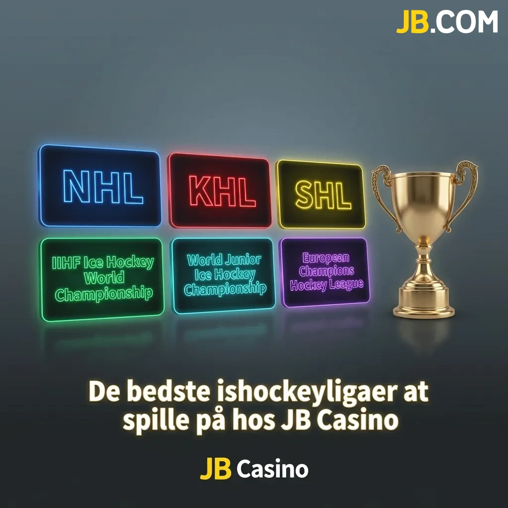 Ice hockey leagues including NHL, SHL, and Metal Ligaen available for betting at JB Casino with various markets.