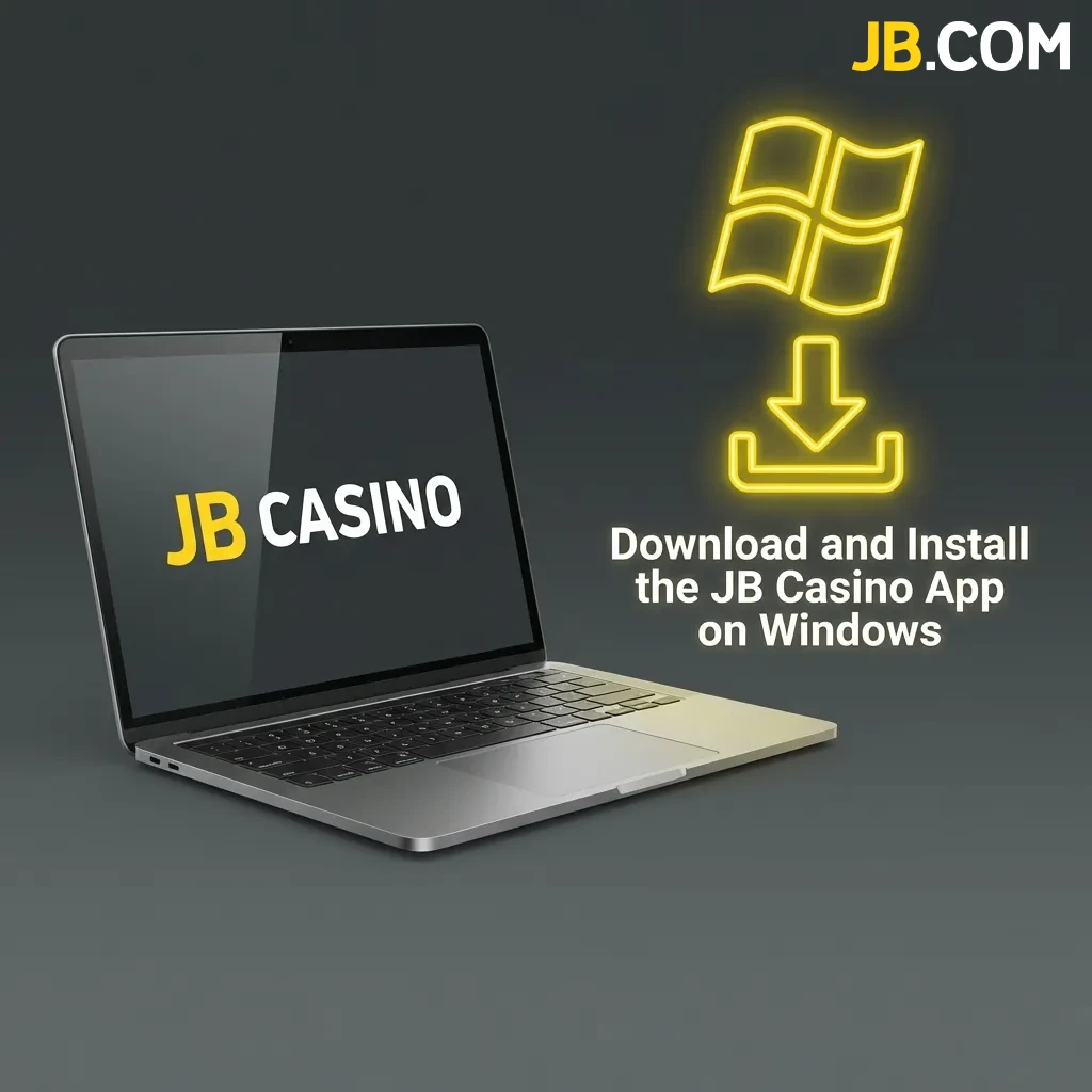 JB Casino App Windows installation guide showing download button and step-by-step setup instructions
