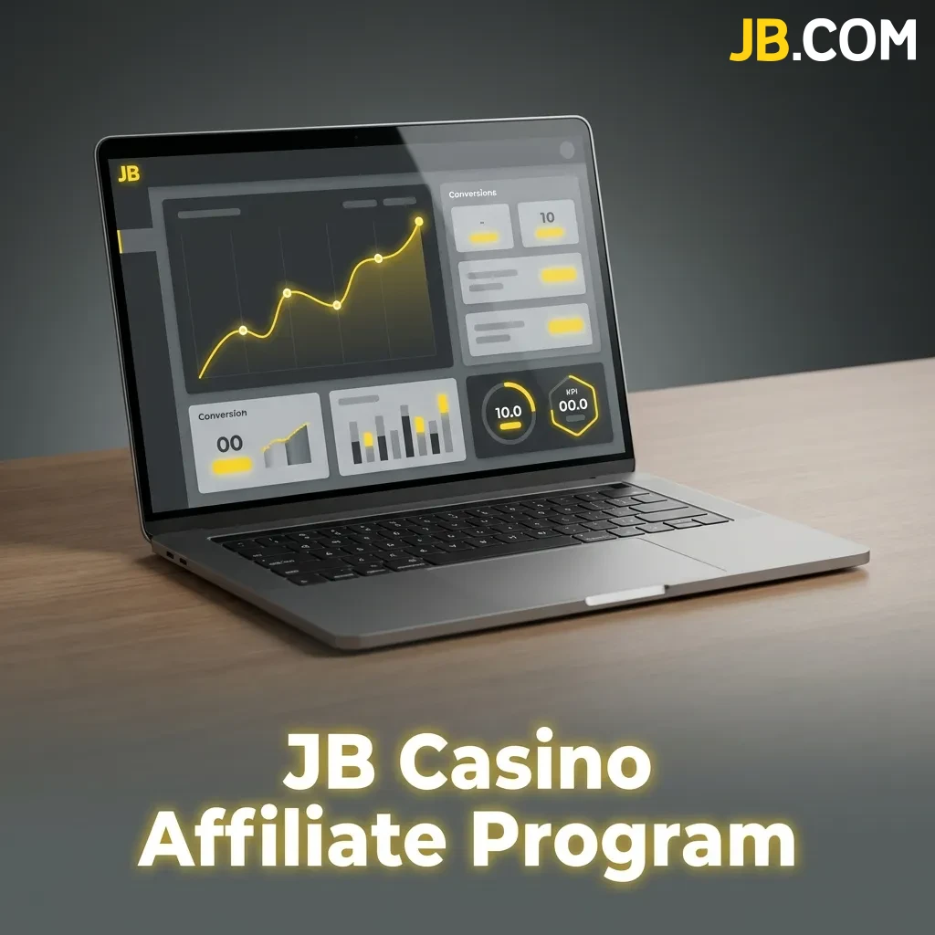 JB Casino affiliate program dashboard showing revenue share rates, tracking tools, and marketing materials for partners