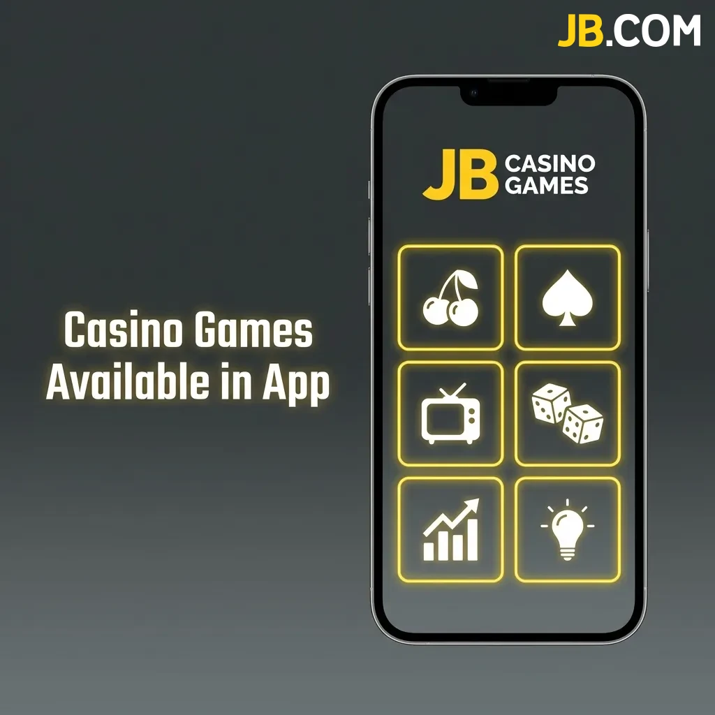 JB Casino mobile app showing popular slots, table games, and live dealer options from top gaming providers