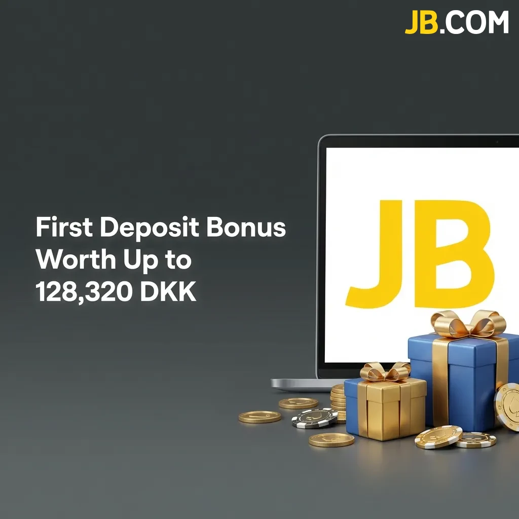 JB Casino welcome bonus offering 100% match up to 128,320 DKK for new Danish players on first deposit