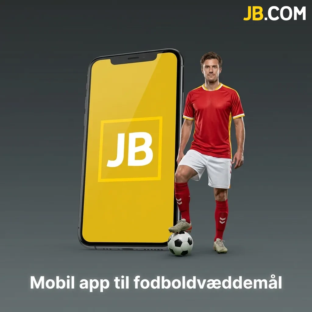 JB Casino mobil app interface viser fodboldvæddemål, live-odds og kontostyring på smartphone