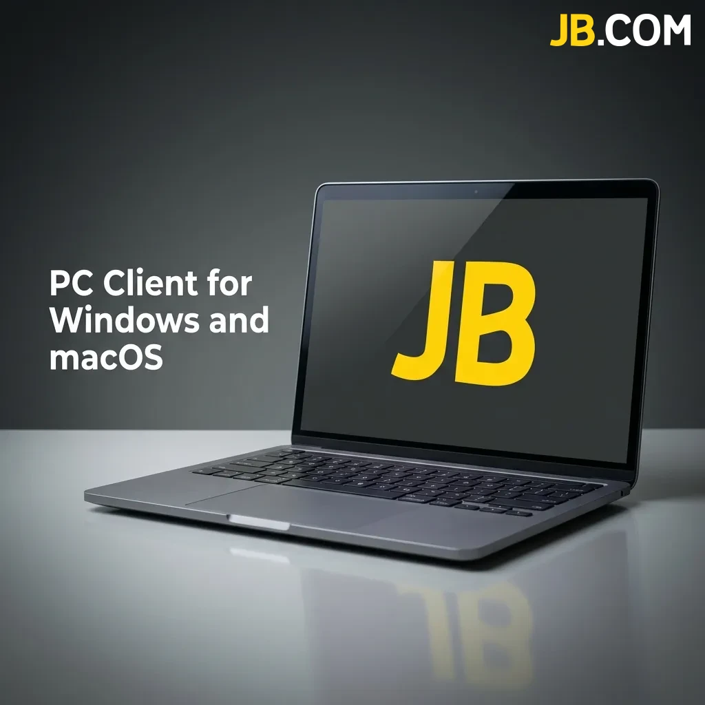 JB Casino website displayed on desktop computer showing no native app required for Windows or macOS users