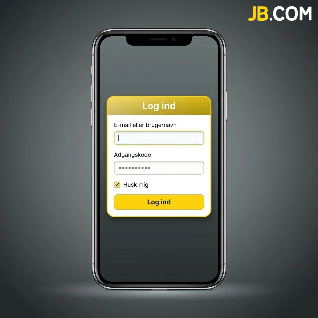 JB Casino mobile app login screen showing email and password fields with 'Remember me' and 'Log in' buttons