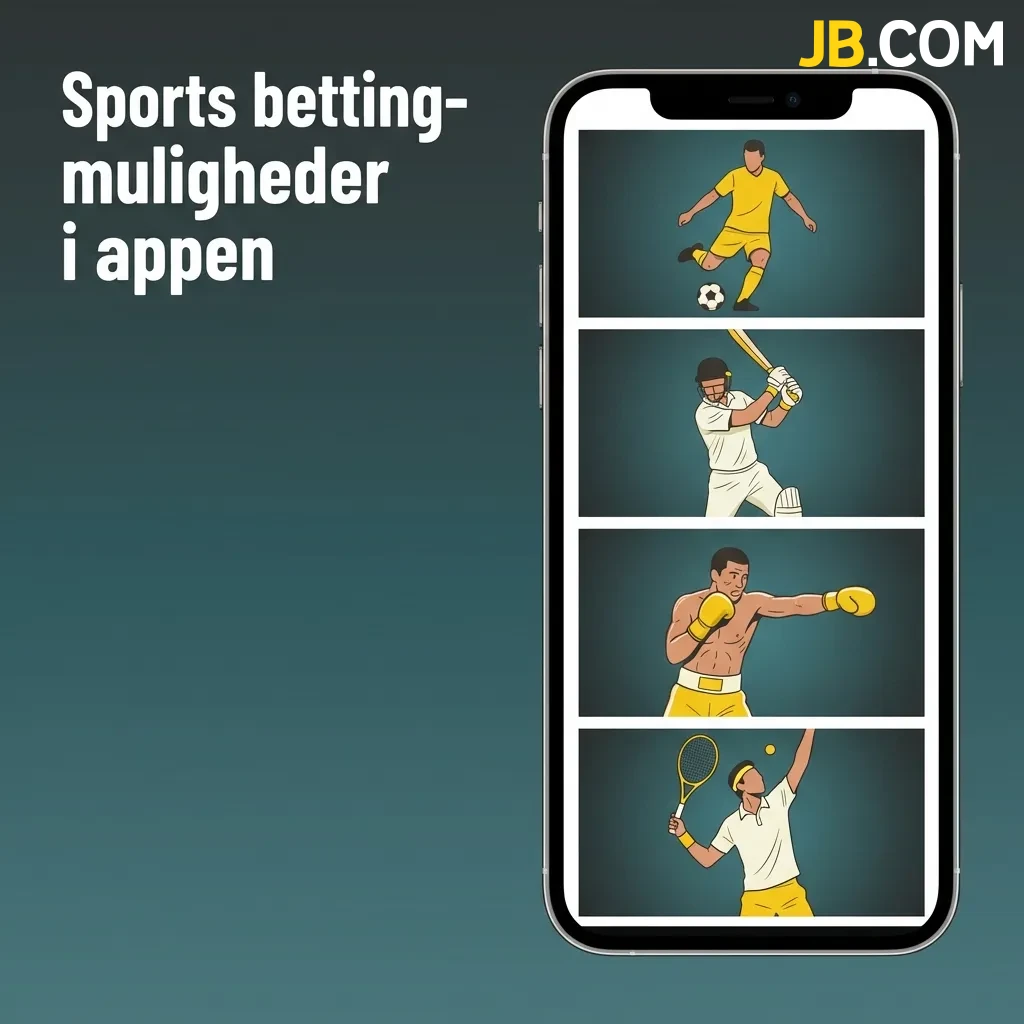 JB Casino app sports betting interface showing various sports options including football, handball, tennis, and e-sports