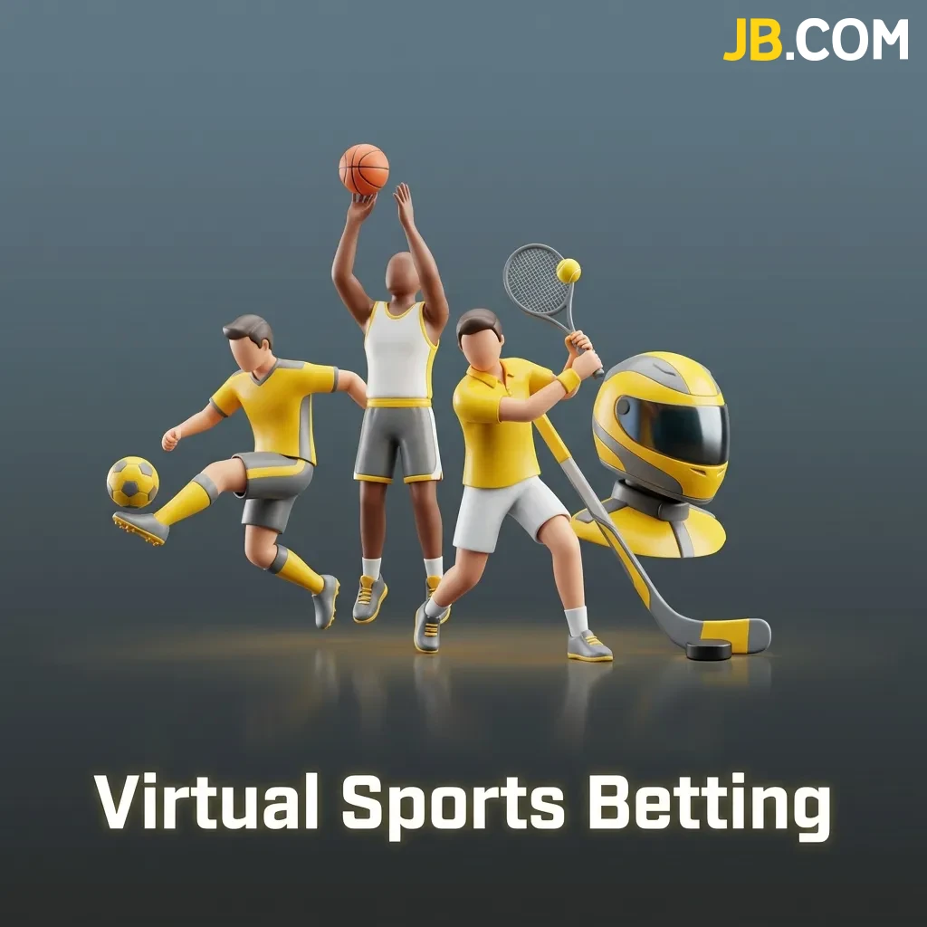 Virtual sports betting interface showing simulated football, horse racing, greyhound racing, and tennis matches at JB Casino