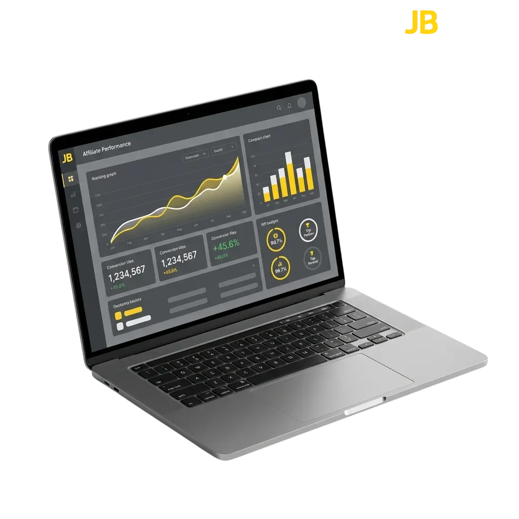 JB Casino Partnership Programme dashboard showing commission structures and revenue tracking for affiliate marketers
