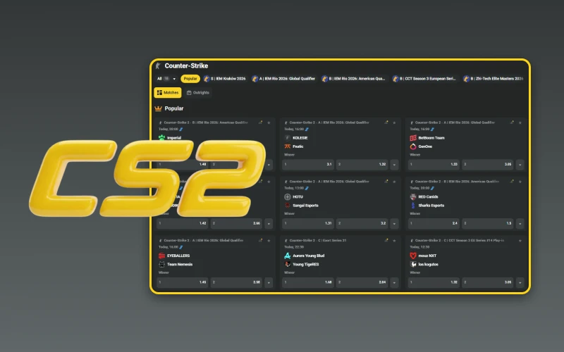 Wager on CS 2 using JB eSports betting features.