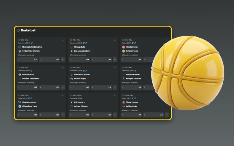 Bet on basketball using JB sport betting markets.