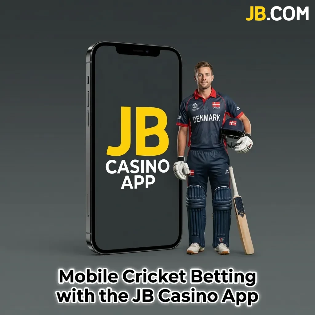 Mobile phone displaying JB Casino cricket betting app interface with live odds and match selection options