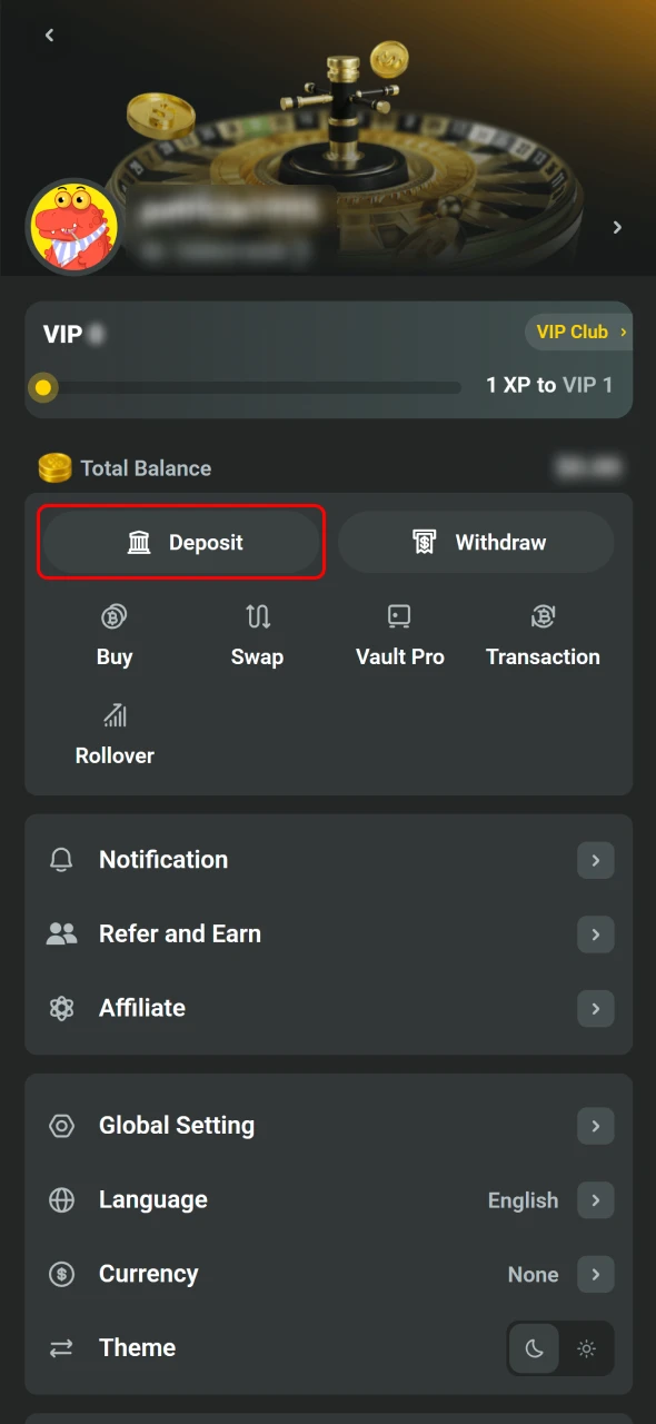 Tap the deposit button inside the JB Mobile App.