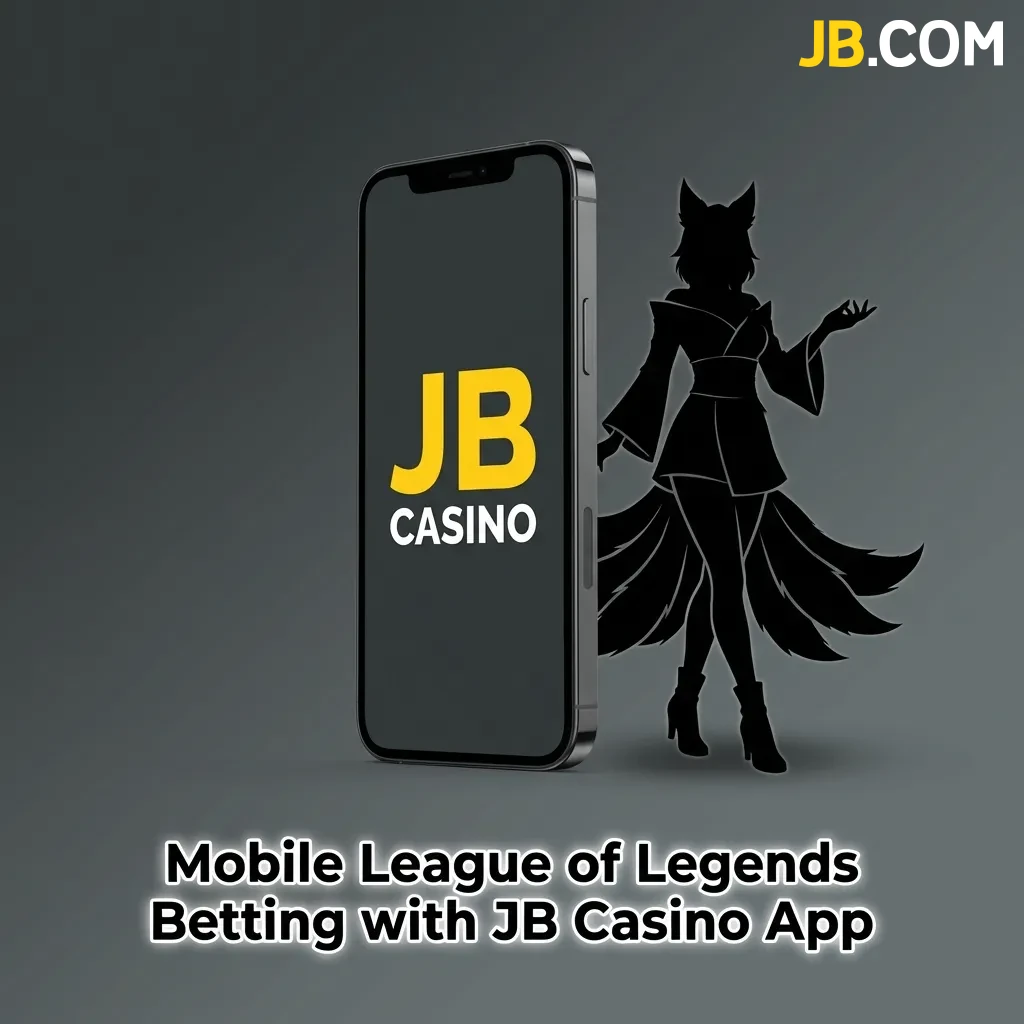 Mobile phone displaying JB Casino app with League of Legends esports betting options and match selections on screen