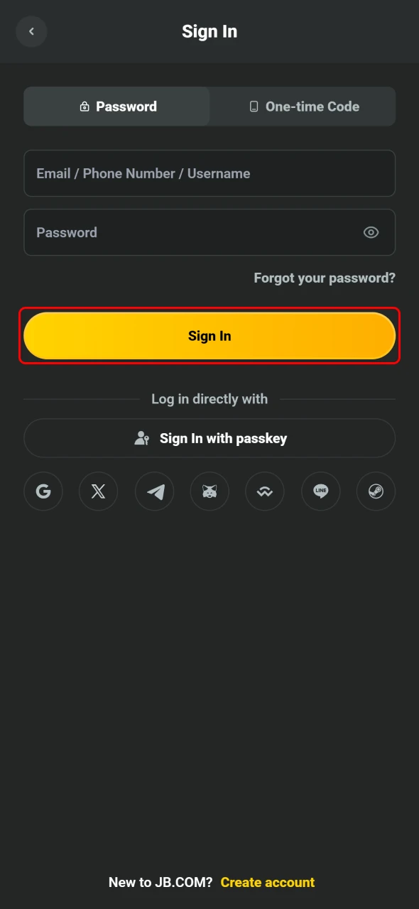 Sign in and play after completing Registration on the JB platform.