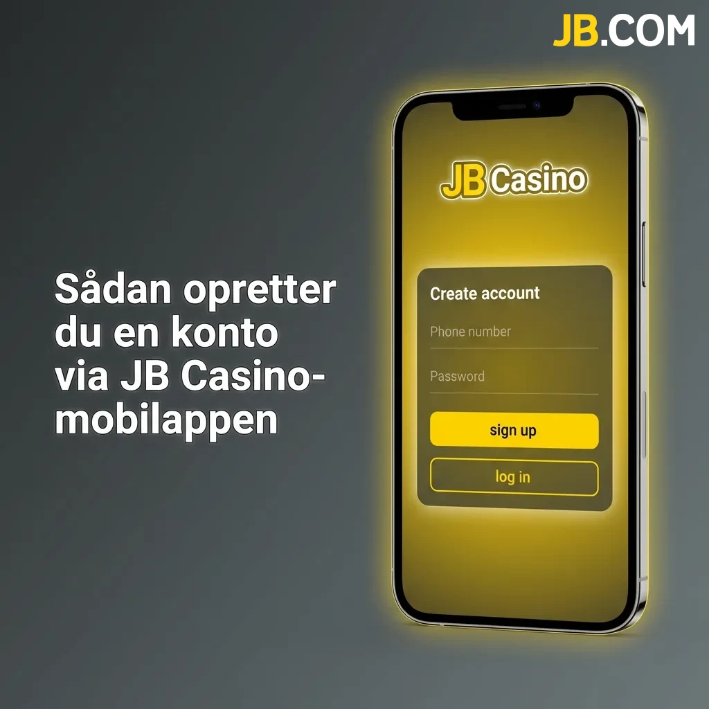 JB Casino mobile app registration screen showing sign-up form with fields for personal information and account creation