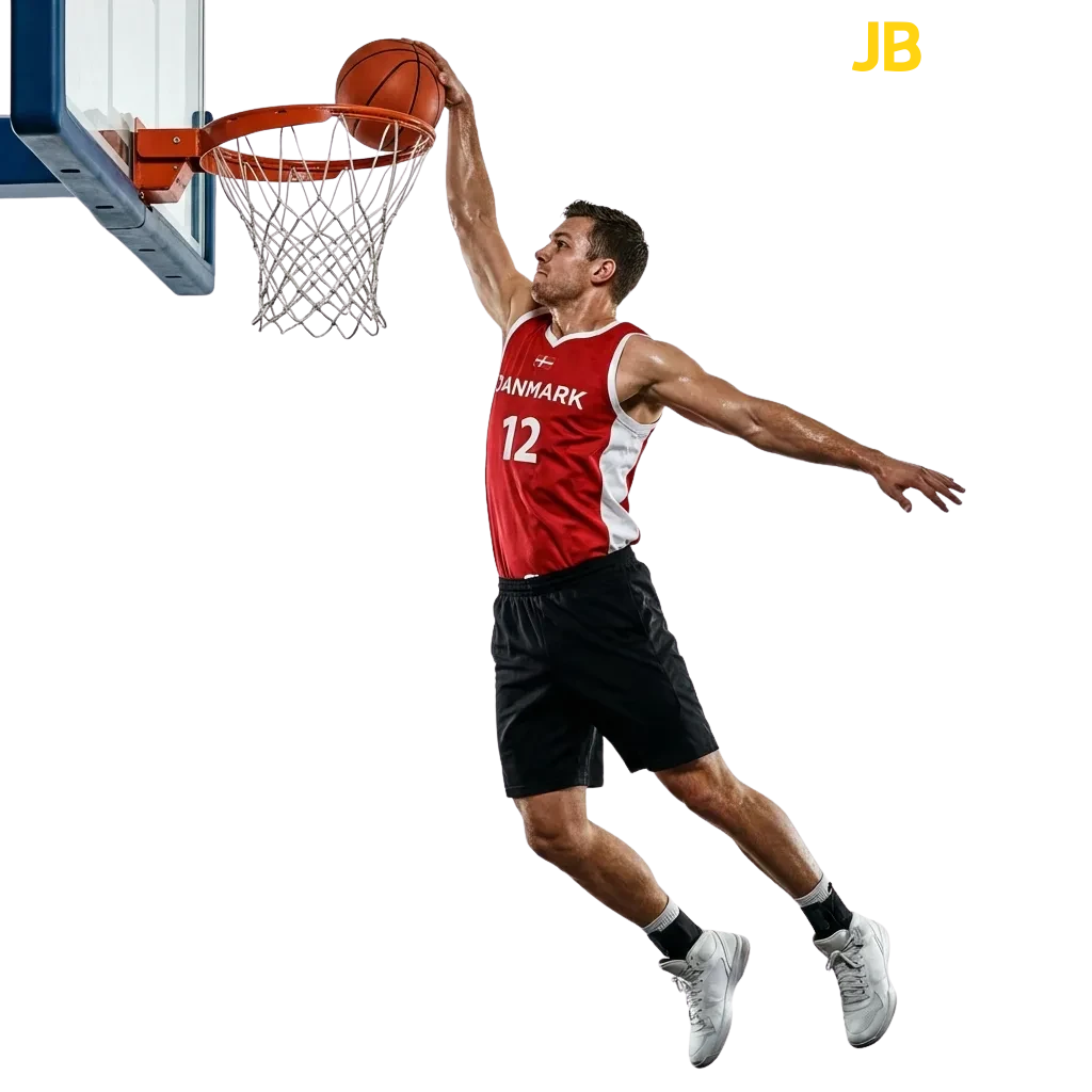 Basketball betting interface at JB Casino Denmark showing live odds, NBA games, and European league wagering options