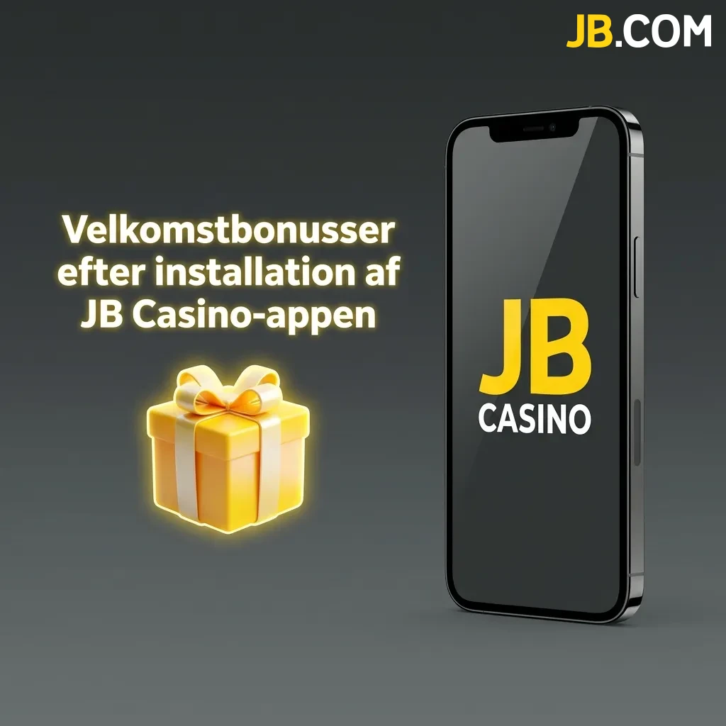 JB Casino app welcome bonus package showing deposit bonuses up to 128,320 DKK with free spins and cashback offers